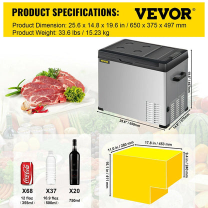 VEVOR 30L 40L 50L Mini Car Refrigerator Portable Small Fridge zer 12V/24V D
