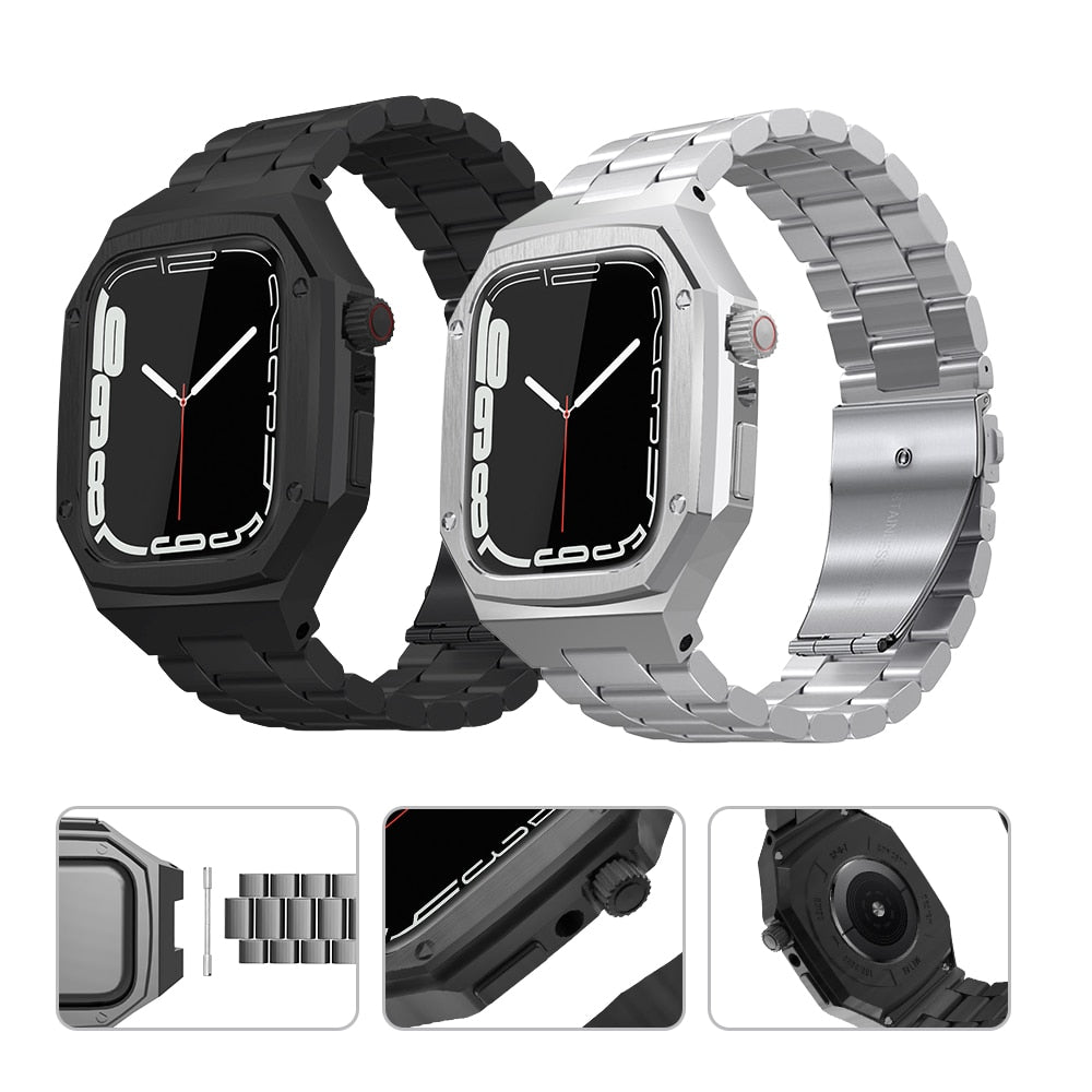 Luxury Modification Mod Kit For Apple Watch Band Case 49mm 44mm 45mm Rubber Str image 1