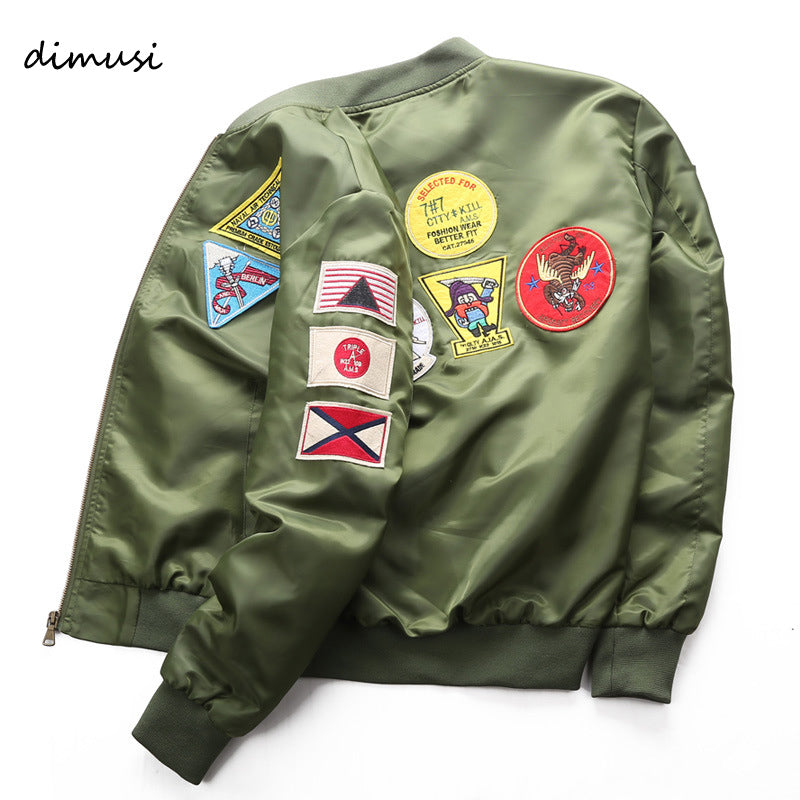 Dimusi Jacket Men Ma-1 Flight Jacket Pilot Air Force Male Ma1 Army Gre