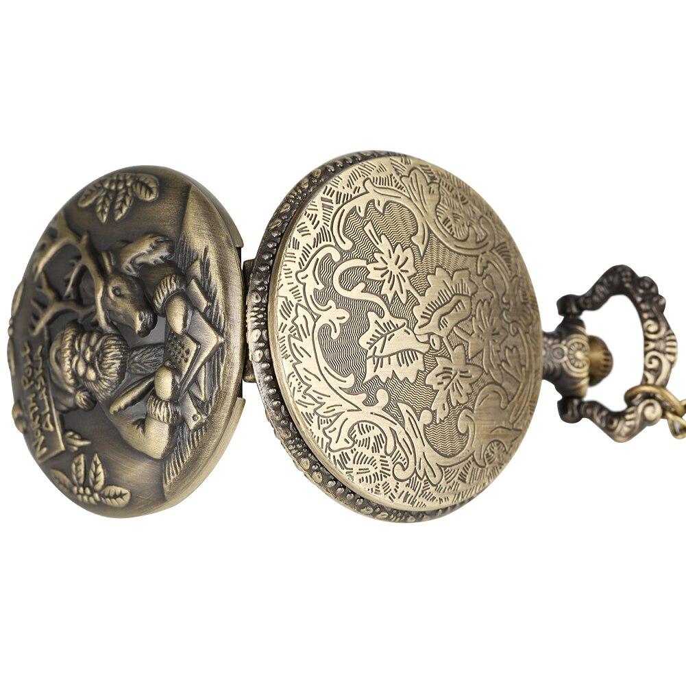 Vintage Bronze Christmas quartz pocket watch Men Women Necklace Wall Clock Arab image 4