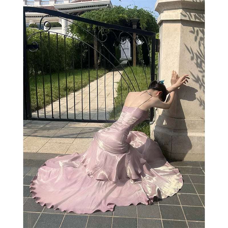 Adult Formal Dress Light V-neck Suspender Iuxurious High-end Style Dress