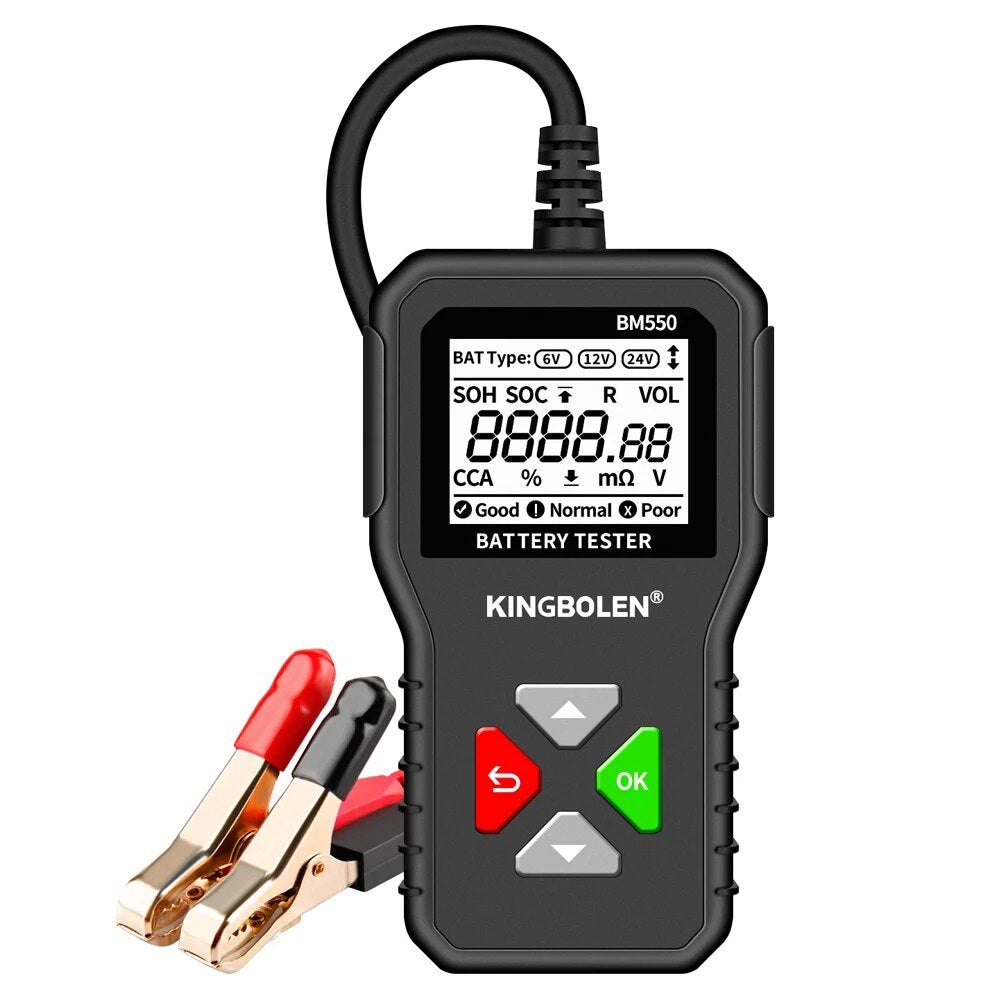 KINGBOLEN BM550 Car Battery Tester 6V 12V 24V 100-2000 CCA Battery System Detec image 1