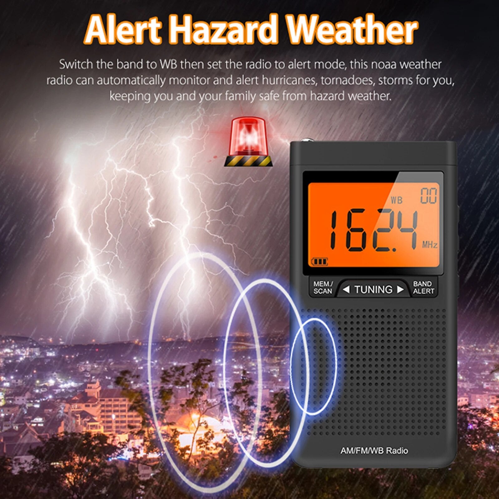 AM FM Radio Battery Operated Radio Portable Pocket Auto-Search Emergency image 5