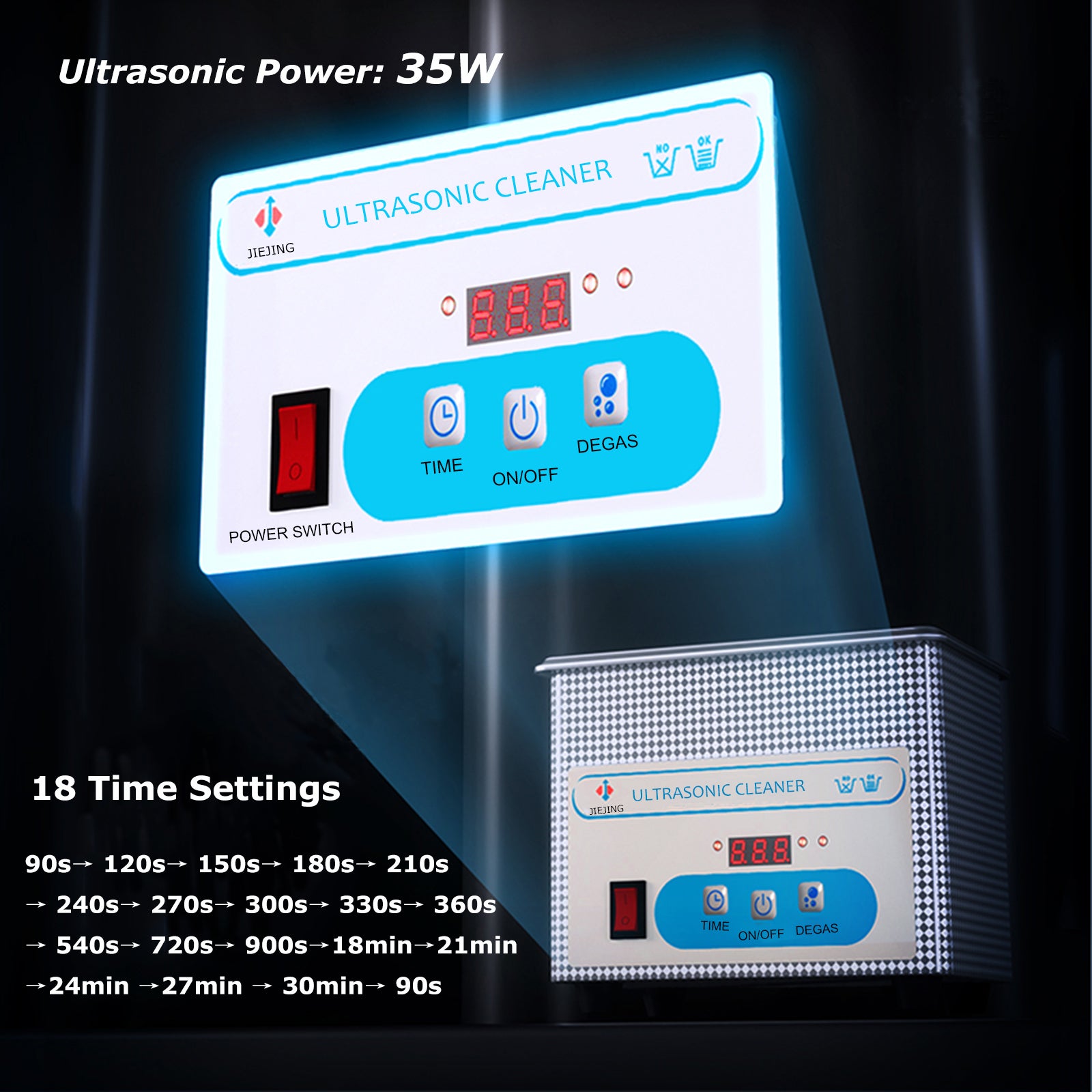 800ml Ultrasonic Cleaner 40kHz Ultra Sonic Cleaner with Timer Ultrasonic Jewelr image 3