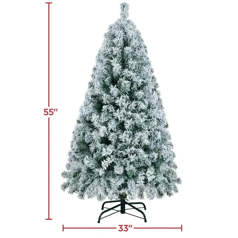 Easyfashion Clear Prelit Incandescent Green Flocked Spruce Decorative Artificia image 2