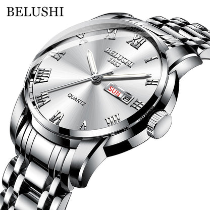 BELUSHI Men Watch Stainless Steel Top Quailty Luxury Push Button Hidden Clasp W image 5