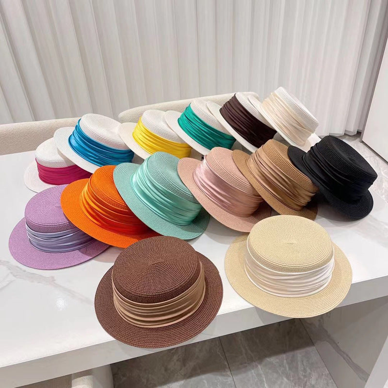 5cm brim summer straw hat for Women with sun shading and sun protection flat to image 21