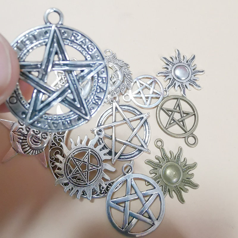 Moon Pentagram Wicca Charms for Jewelry Making Necklace Earrings Keychain Diy H image 4