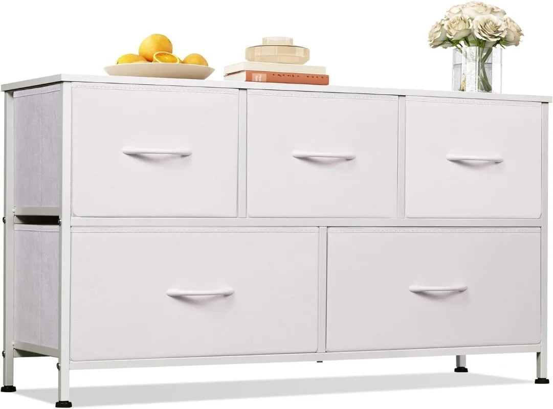 5-Drawer Wide Fabric Dresser - Lightweight Bedroom Storage Organizer