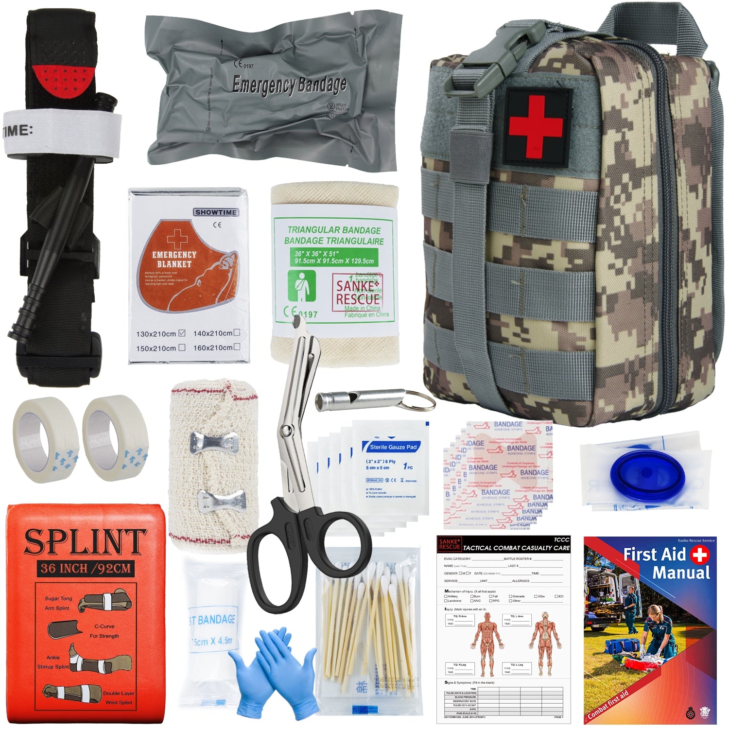 First Aid Survival Kit Tactical IFAK Pouch Supplied full set Molle Camping Kit image 5