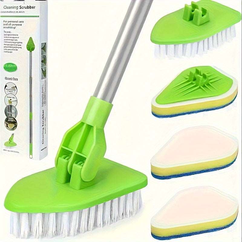 1 Multifunctional Retractable Long Handle Cleaning Brush Set - For Floor, Tile