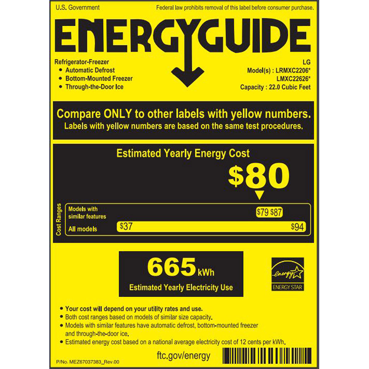 LG 22 cu. ft. Smart Counter Depth 4-Door Double Freezer Refrigerator image 1