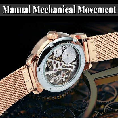 Forsining Rose Gold Skeleton Mechanical Watch for Women Fashion Luminous Hands  image 4