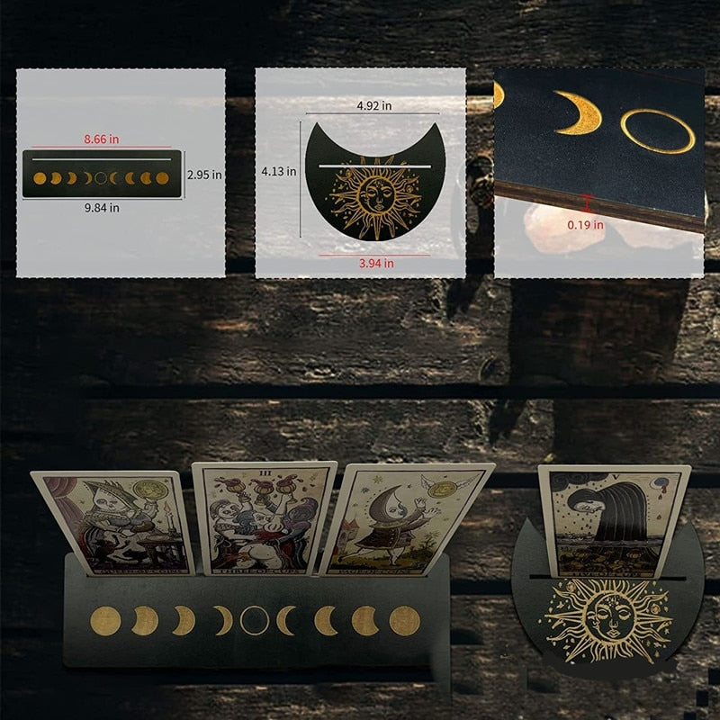 Wooden Stand for Tarot Moon Shape Rectangle Card a Set Altar Stand Wood Display image 4