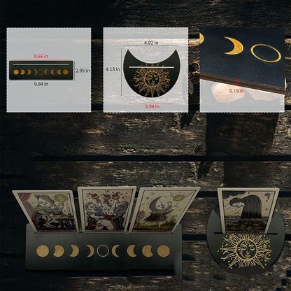 Wooden Stand for Tarot Moon Shape Rectangle Card a Set Altar Stand Wood Display image 4