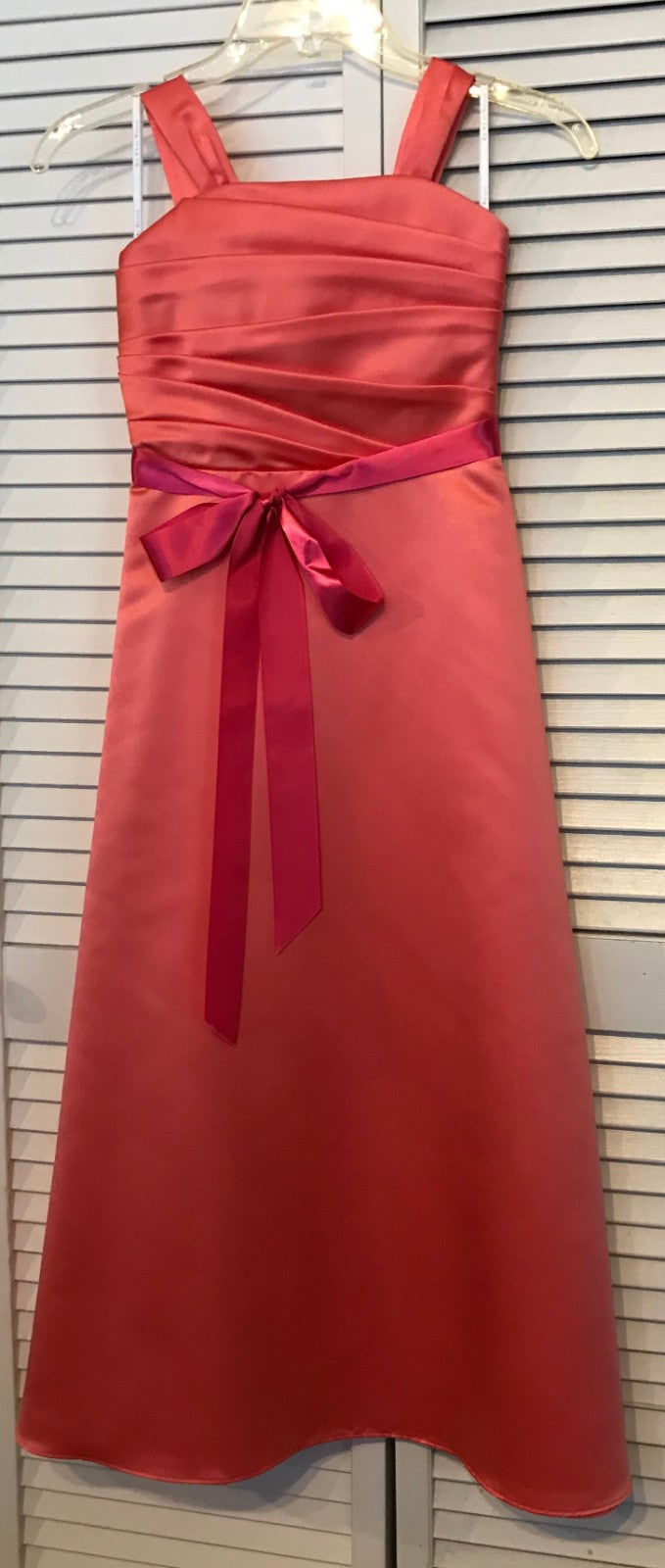Watters &Watters Women Satin Coral Tucking Bodice Sleeveless Full-Leng