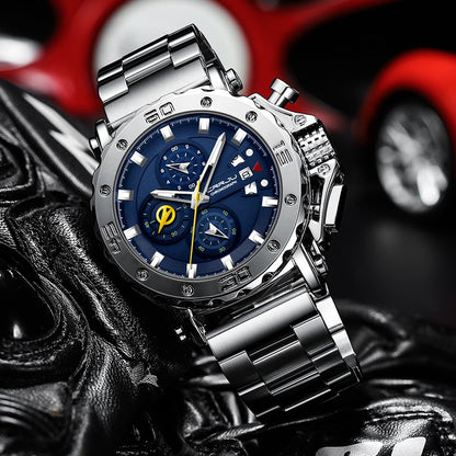 CRRJU Watch for Men Top Brand Luxury Big Dial Stainless Steel Waterproof Chrono image 3