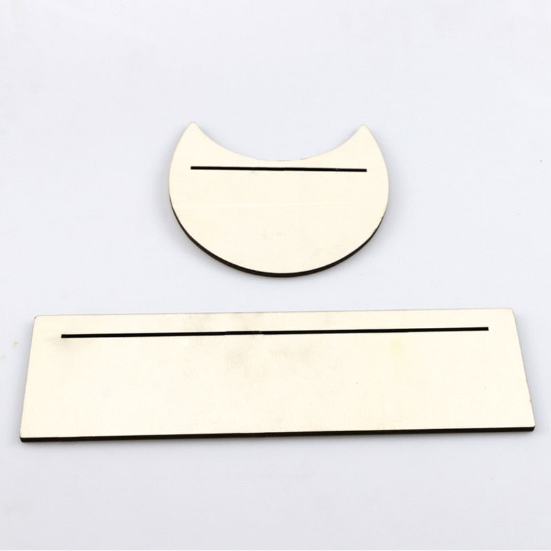 2Pcs Wooden Card Holder Stand Rectangle Moon Shape Altar Display Wood Board for image 12