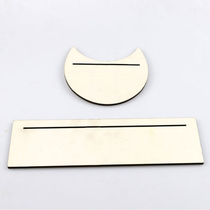 2Pcs Wooden Card Holder Stand Rectangle Moon Shape Altar Display Wood Board for image 12