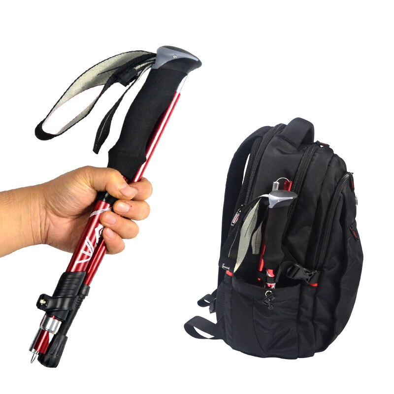 5 Section Outdoor Fold Trekking Pole Camping Portable Walking Hiking Stick For image 5