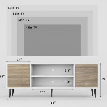 Mid-Century Modern TV Stand for 55/65 " TV, Entertainment Center with Storag image 7