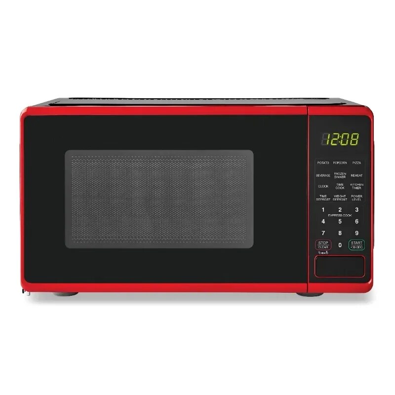 0.7 Cu ft Compact Countertop Microwave Oven, Black/ Red/ White image 0