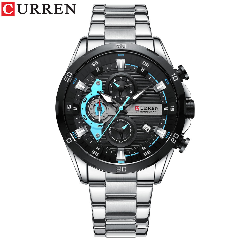 CURREN Stainless Steel Watches for Mens Creative Fashion Luminous Dial with Chr image 5