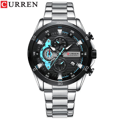 CURREN Stainless Steel Watches for Mens Creative Fashion Luminous Dial with Chr image 5