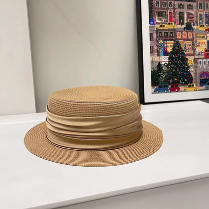 5cm brim summer straw hat for Women with sun shading and sun protection flat to image 9