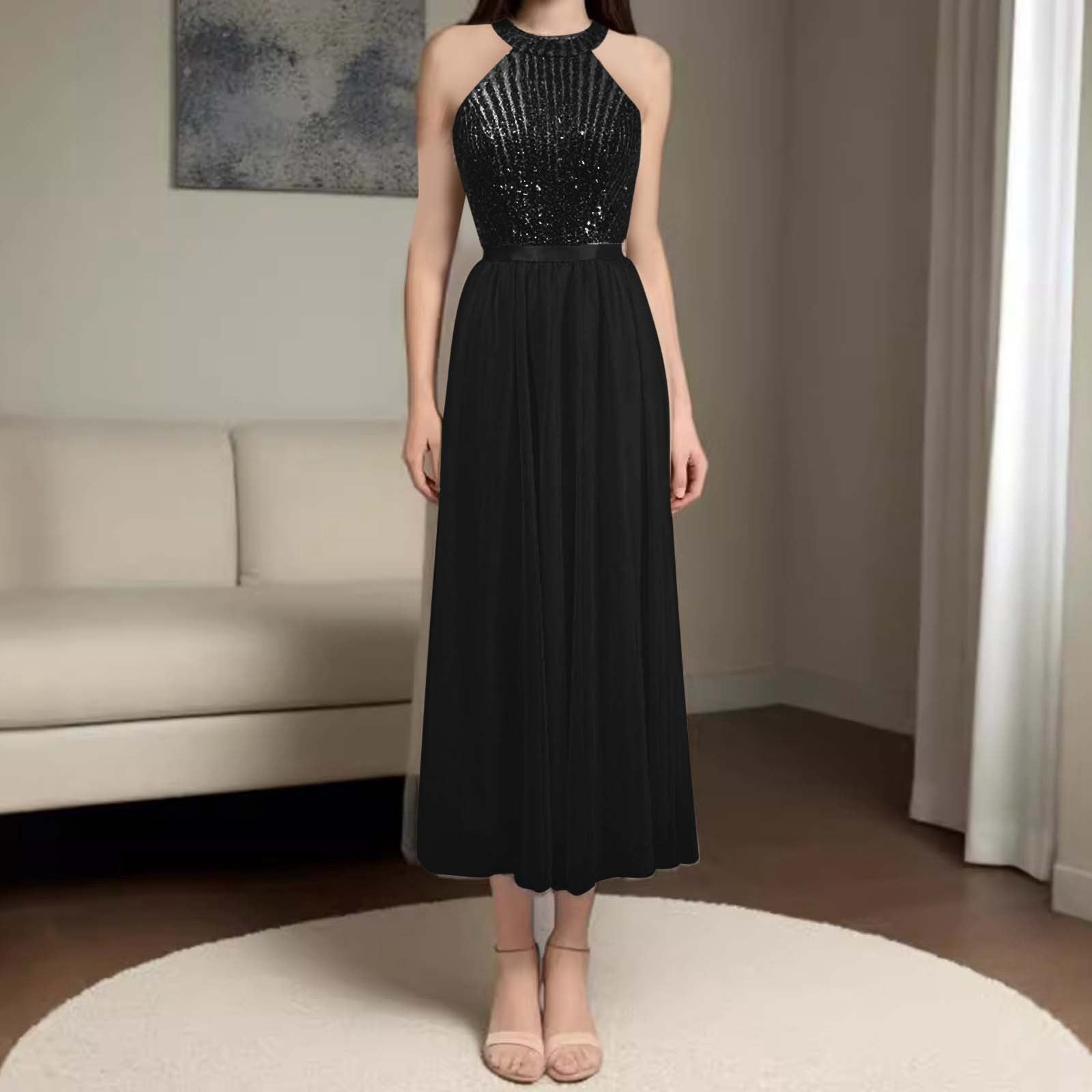 Elegant Halter Long Bridesmaid Dresses A-line Lace Sleeveless Wedding Party Eve image 2