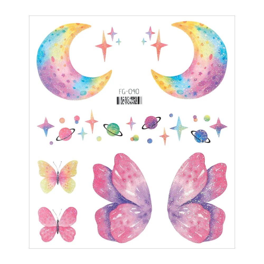 1PC Fairy Butterfly Shiny Tattoo Sticker Waterproof Eyes Face Hand Body Art Fak image 5