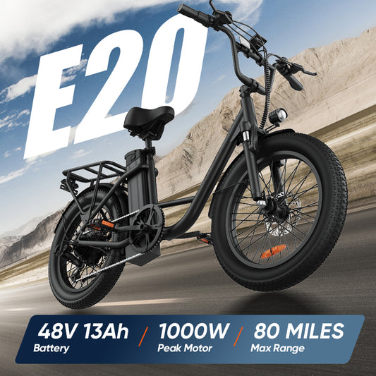 1000W E20 Electric Bike | 48V 13Ah Removable Battery, 20MPH, 20''X3" Fat Tire,  image 0