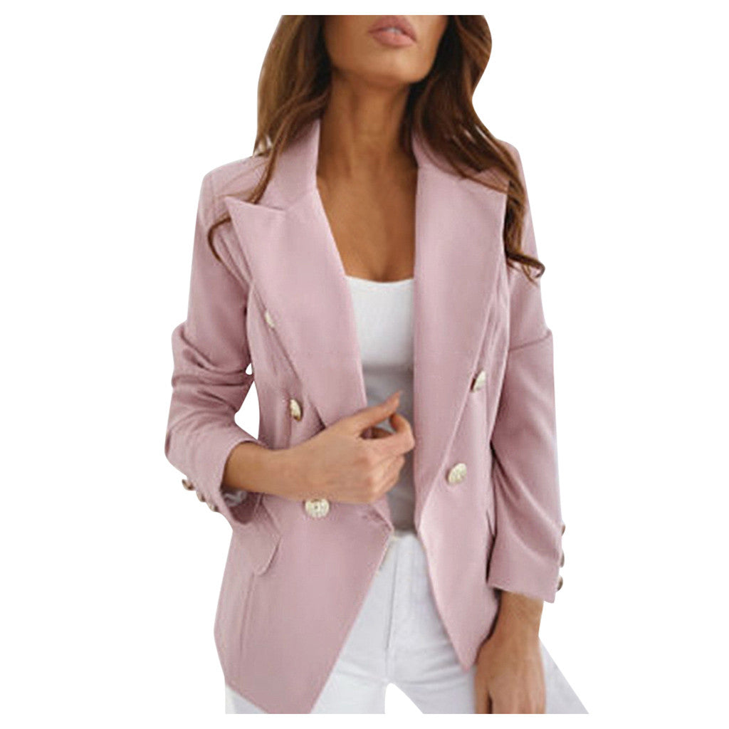 Plus Size Women Blazers  Fashion Formal Cardigan Coat Solid Color Pocket