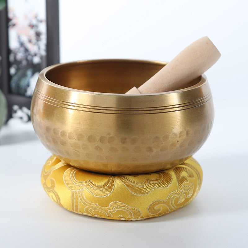 Nepal handmade Tibet Buddha sound bowl Yoga Meditation Chanting Bowl Brass Chim image 5