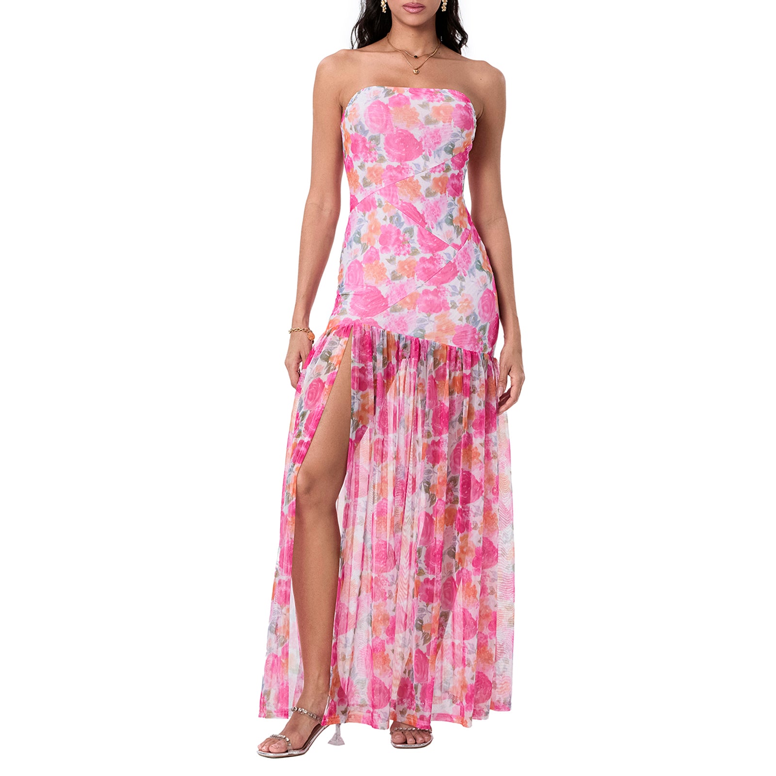 Women s Off Shoulder Ruffle Sleeve Floral Print Maxi Dress with Belt for Beach  image 3