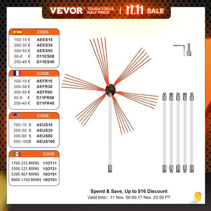VEVOR Chimney Cleaner Sweep Kit Nylon Electrical Drill Drive Flexible Rod Rotar image 1