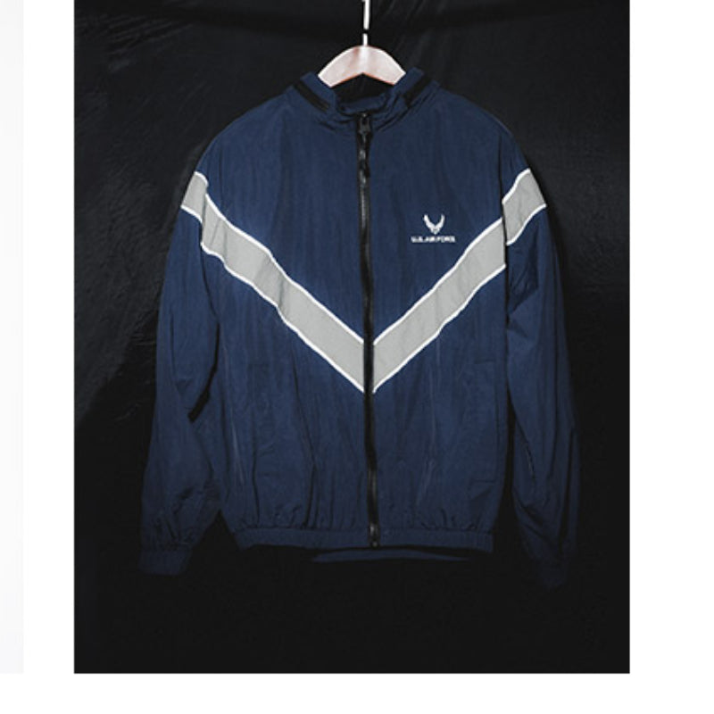 Men's Pilot Training Jacket Reflective Embroidered Hooded Cargo Top Thin Quick D image 5