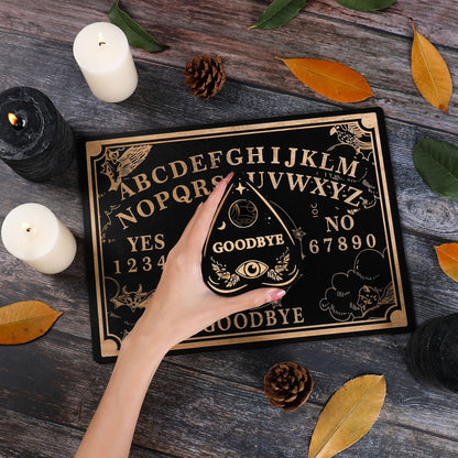 Rectangular Wood Witchcraft Altar Butterfly Compass Plate Dowsing Game Divinati image 1