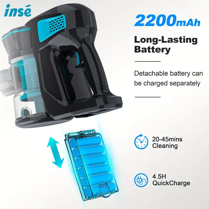 INSE V770 20KPa Cordless Vacuum Cleaner 6-in-1 Cordless Stick Vacuum Up to 45mi image 6
