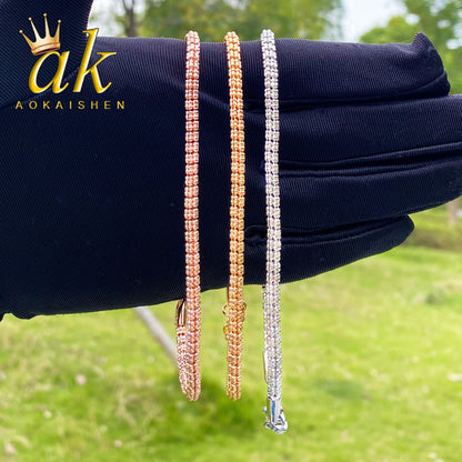 Aokaishen Round Snake Link Bracelet for Women Real Gold Plated Hip Hop Jewelry