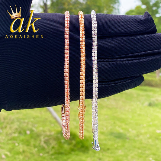 Aokaishen Round Snake Link Bracelet for Women Real Gold Plated Hip Hop Jewelry