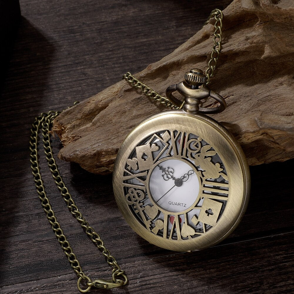 New Bronze Quartz Pocket Watch Retro Alice Theme Pocket Fob Watch Pendant Neckl image 4