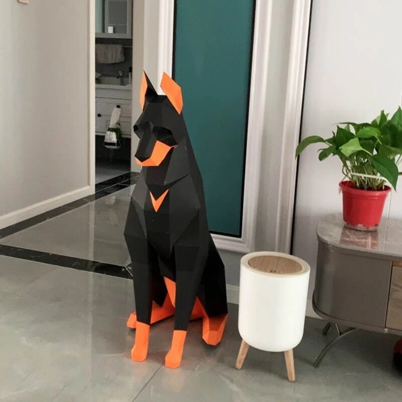 High Doberman Dog 3D Paper Model, Animal Sculpture Papercraft, DIY Paper, Geome image 5