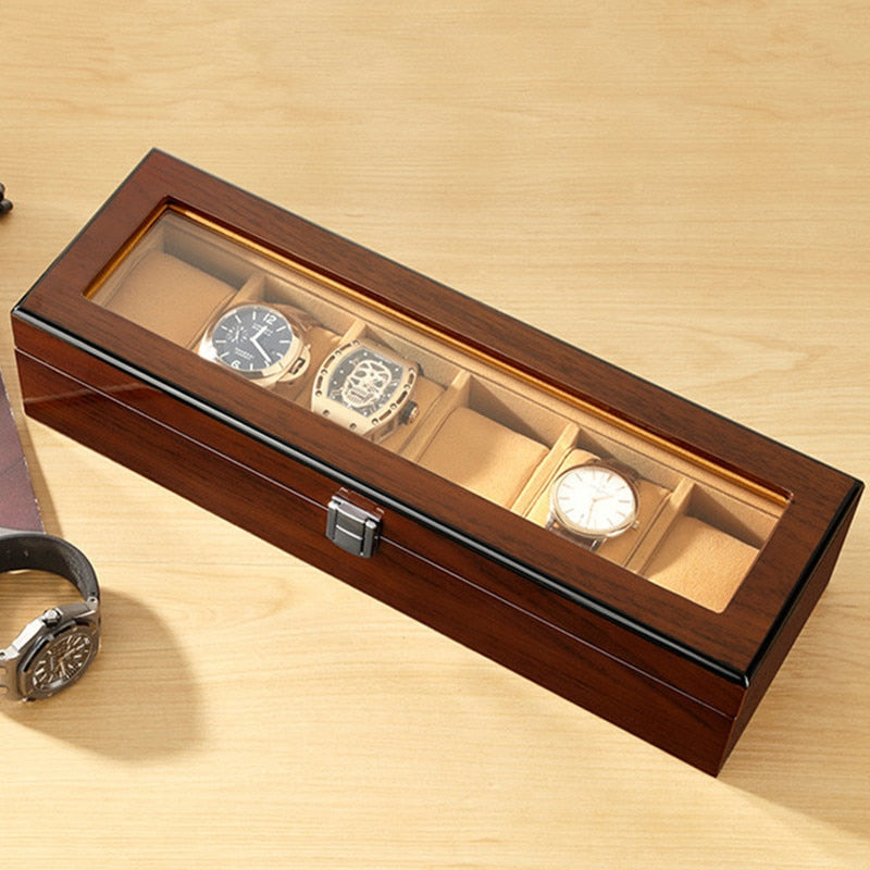 Embers Luxury Watch Box 6 Watches Piano Paint Ebony Wood Wristwatch Collection  image 4