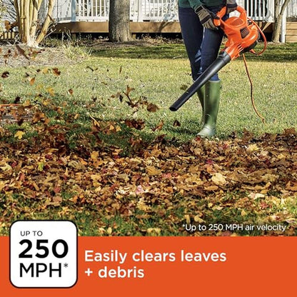 Leaf Blower Vacuum Mulcher 3in1 250 mph Airflow Electric Corded Backpack BEBL70 image 3