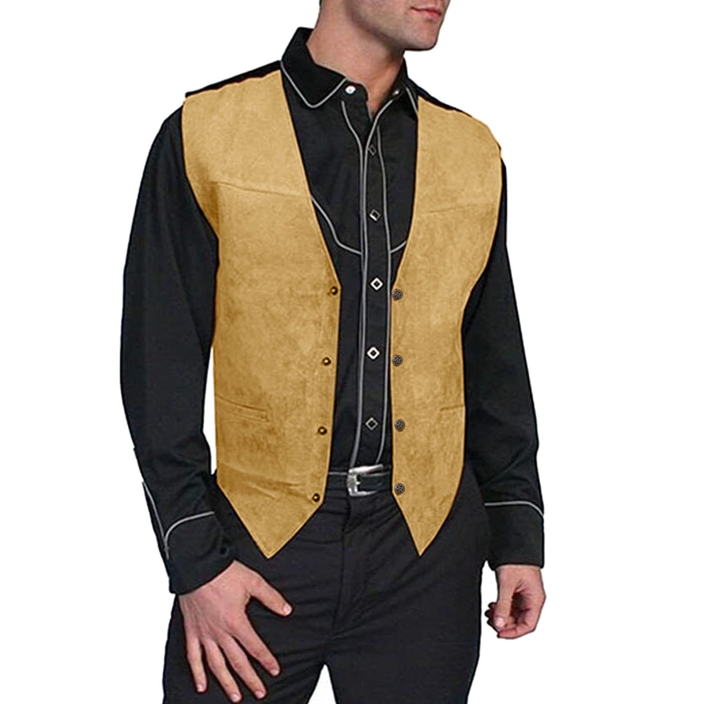 Men's GentleMen's Suede Leather Vest Brown Business Wedding Party Sleevelss Forma