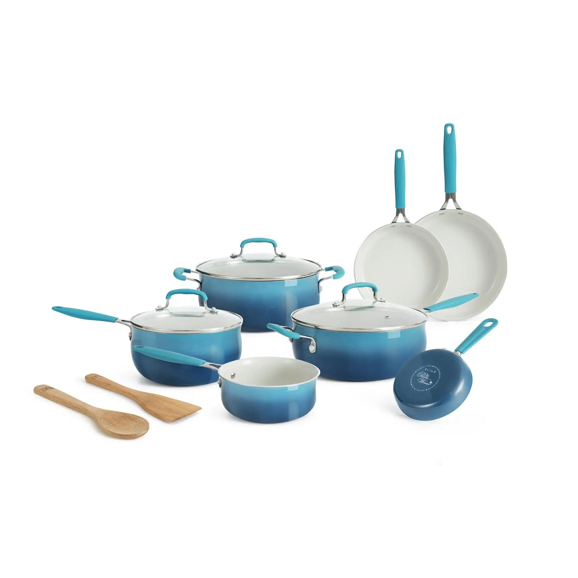 The Pioneer Woman 12-Pieces Porcelain Enamel Classic Ceramic Cookware Set, Ombr image 0