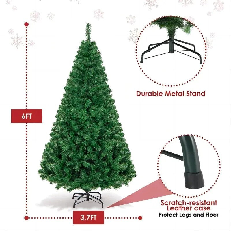 Vebreda 6ft  Christmas Tree, Pine Hinged Artificial Holiday Tree W/ 1000 image 5