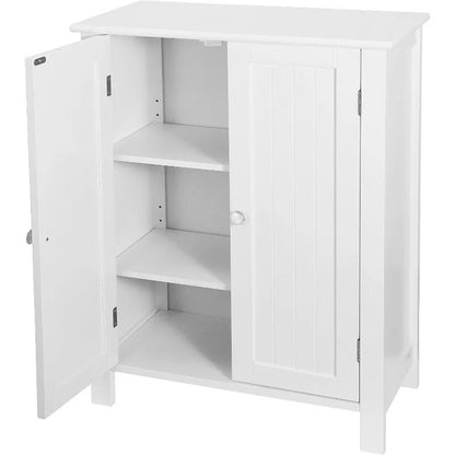 Bathroom Floor Storage Cabinet with Adjustable Shelf and Double Door Rust Proof image 0
