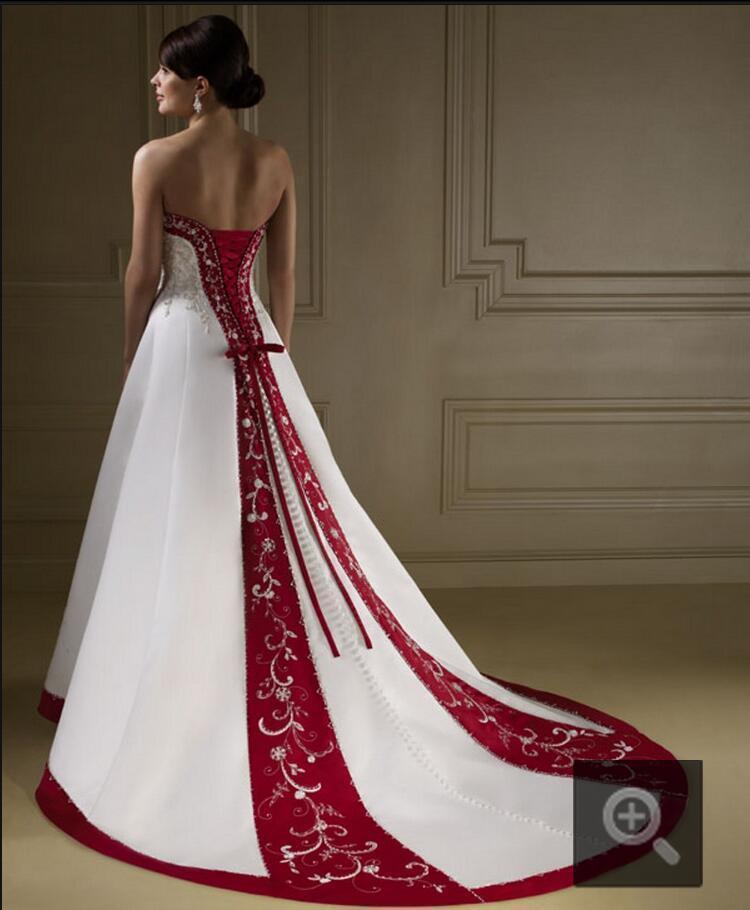 New fashion white / ivory no straps A embroidered wedding bridal dress fine emb image 2